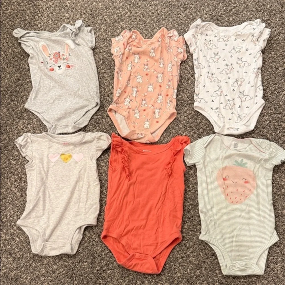 Adorable Kids One Pieces Set - Gray, Pink, Orange 18 month